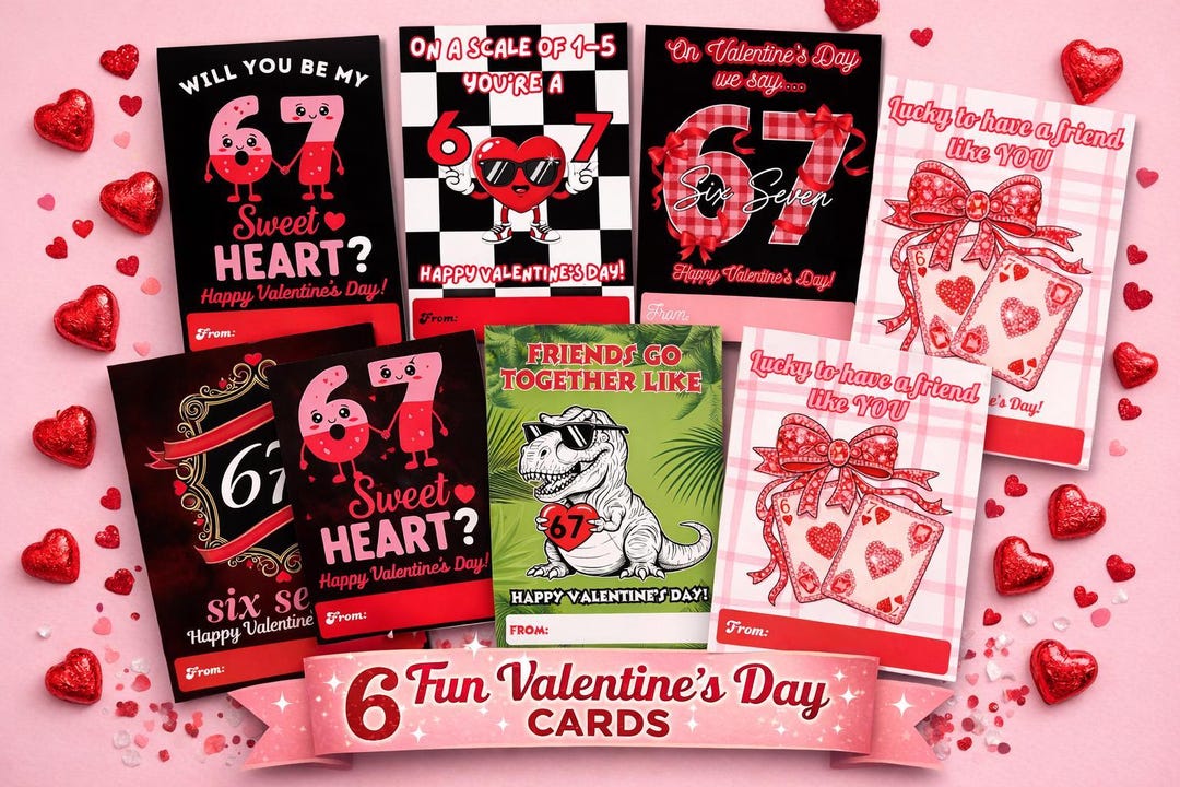 67 Valentine Cards Kids Tweens, Teen School Valentines, Slag Six Seven ...