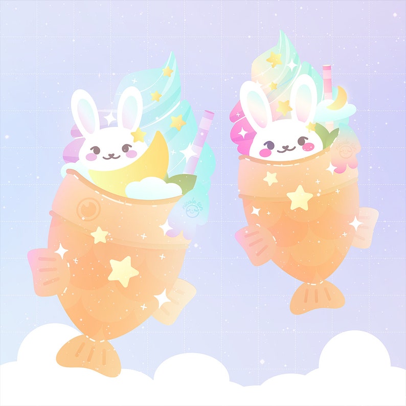 galaxy space bunny taiyaki cute sticker space sticker etsy