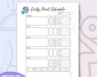 Printable Daily Meal Planner: Calorie Tracker, Fitness Planning (PDF Downloadable Template)