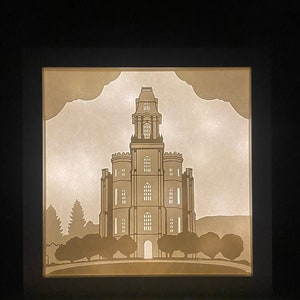 Manti Utah Temple, Manti Temple Shadow Box LDS Temple Shadow Box Luminary - wedding- Christmas gift - baptism - missionary