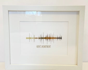 Gold Foil Heartbeat Sound Wave using your baby's heartbeat Mother's Day Gift,  Print, Gender Reveal, Sound wave Art Pregnancy Memorial Gift,