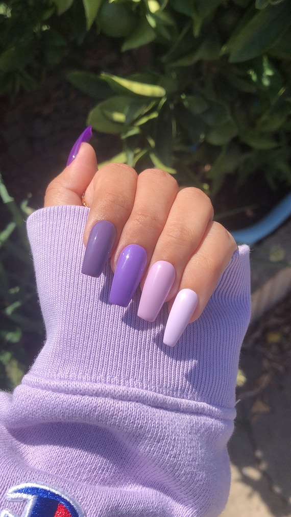 Purple Ombre Press On Nails