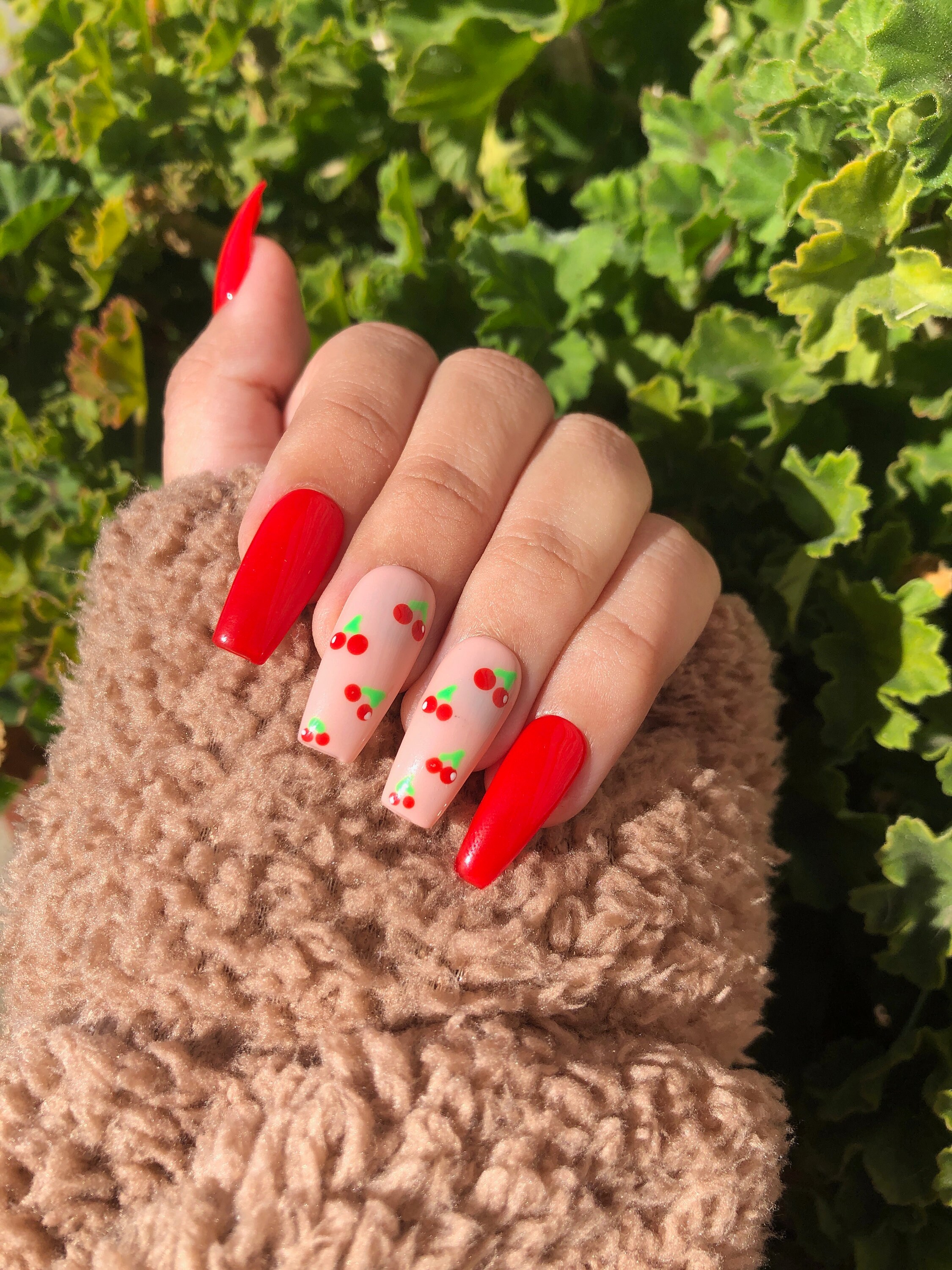 Cherry Nails Press On Nails Red Nails Reusable Nails Etsy Cherry Nails Press On Nails Red Nails Reusable Nails Etsy