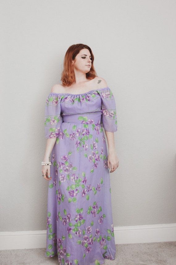70s Lilac Garden Maxi Dress