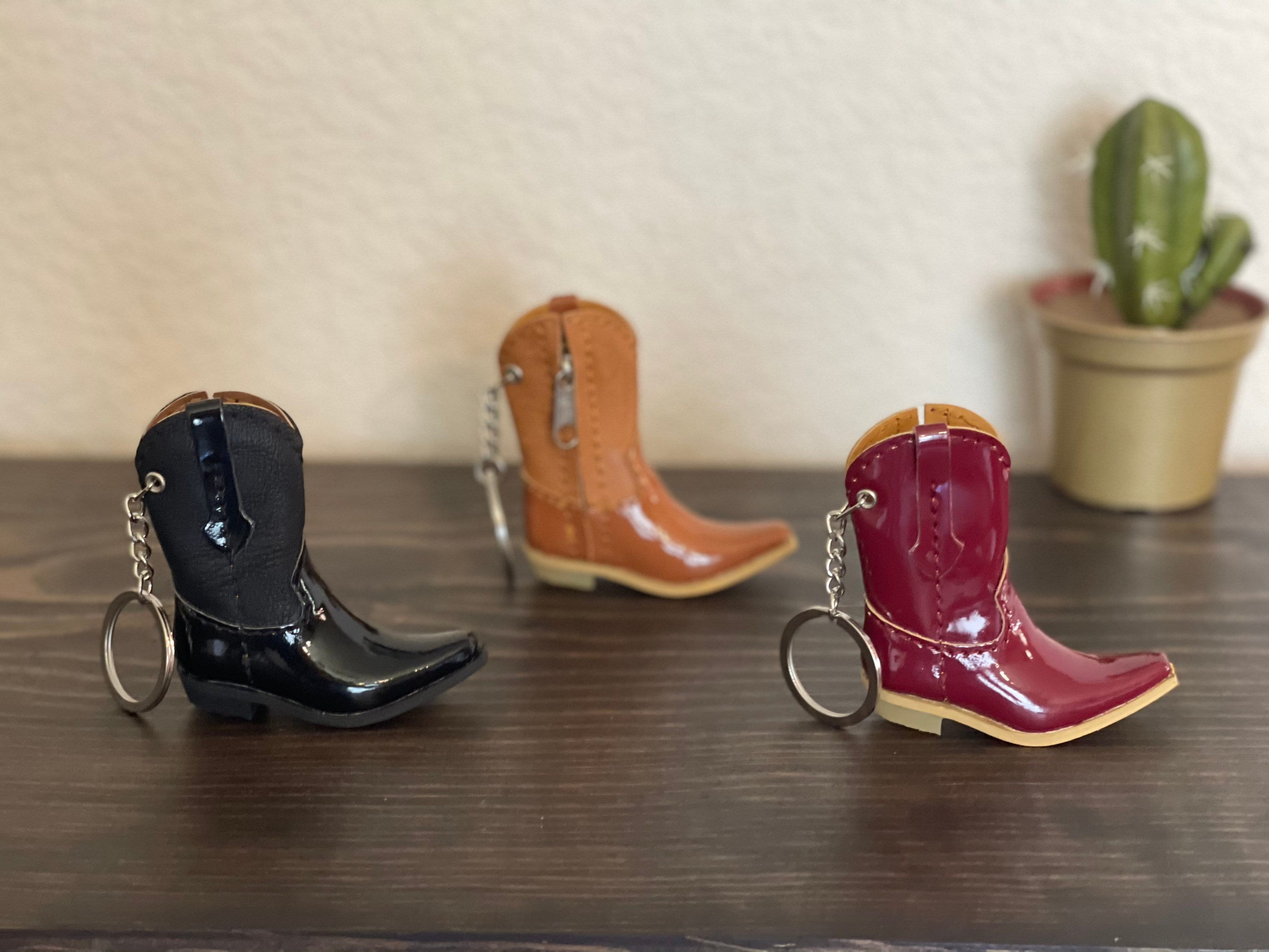 Patent Leather Cowboy Boot Keychain Etsy