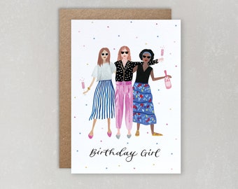 Birthday Girl Card: Gouache Fashion Illustration
