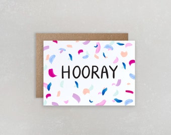 Tarjeta de confeti de celebración, tarjeta de felicitación de celebración, ¡Bien hecho!, ¡Lo lograste!