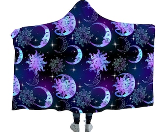 Manta con capucha de estrella celestial: capa de vellón bohemia para usar