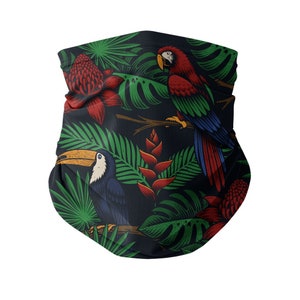 Tropical Birds Neck Gaiter: Adjustable Scarf Face Covering with Filter