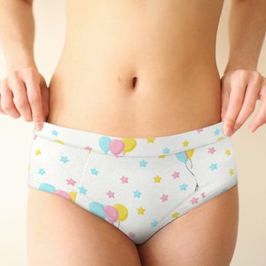Balloon Kitty Panties: Retro Kawaii Underwear, Cat Lover Gift