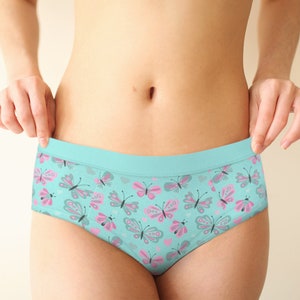 Pink Teddy Bear Print Mid Waist Retro Hipster Panties, Xs-xl