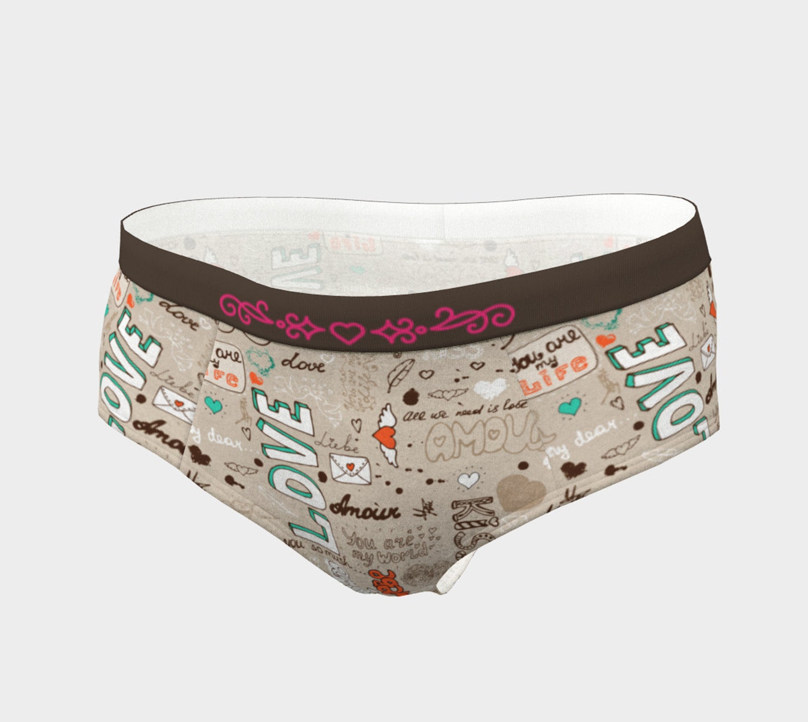 Love Letters retro graphic panties for women XSXL/custom Etsy