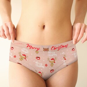 Teddy Bear Pattern Mid Waist Hipster Cute Panties for Women, Xs-xl