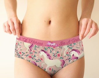 Pink Unicorn Panties: Retro Hipster Lingerie, Kawaii Underwear