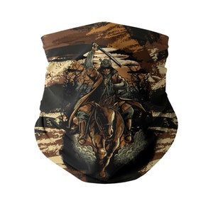 Samurai Neck Gaiter with Filter: Kawaii Scarf Face Mask