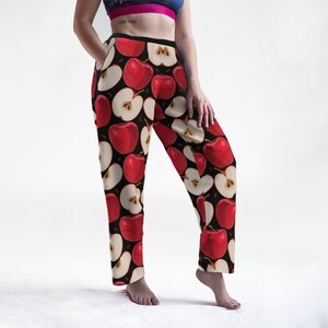 Apple Print Lounge Pants: Unisex Hippie Pajama Bottoms