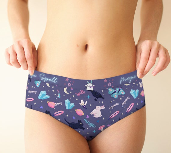 Magic Spell Mid Waist Hipster Panties for Women, Xs-xl/custom Sizes Womens  Underwear, Kawaii Lingerie, Booty Shorts 