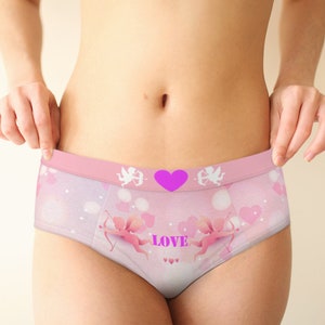 Cupid my love hip hugger retro hipster lingerie panties,XS-XL/custom sizes womens underwear, kawaii sexy cute bachelorette panties