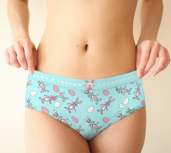 Cute Bunny Mid Rise Retro Hipster Sexy Panties Lingerie, Xs-xl