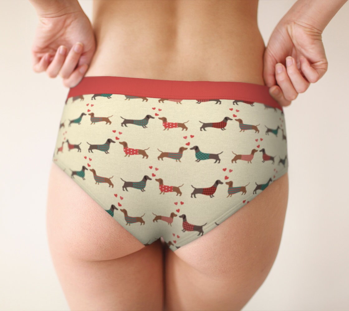 Dachshund Dog Print Mid Waist Retro Hipster Cute Panties Etsy