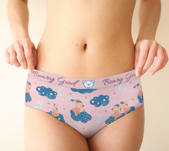 Teddy Bear Mid Waist Retro Hipster Lingerie Panties for Women, Xs-xl/custom  Sizes Womens Underwear, Kawaii Cute Pastel Lingerie -  Canada