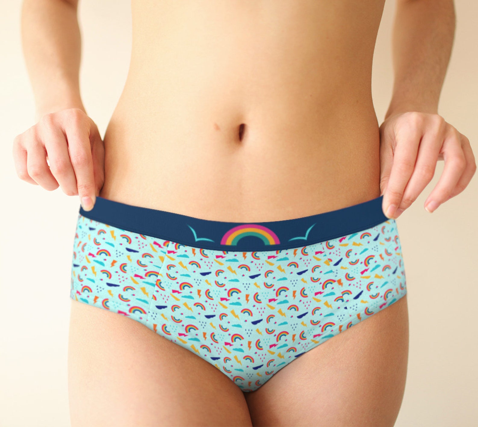 Rainbow mid waist hipster retro panties for women Etsy