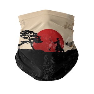 Japanese Samurai Neck Gaiter: Stylish Scarf Face Covering with Filter