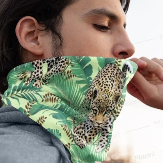 Leopard Print Stylish Adjustable Neck Gaiter, Scarf Fabric Gaiter Face Covering Mask