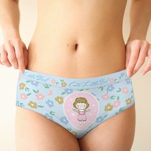Floral Print Hipster Panties: Kawaii Lingerie, Custom Sizes