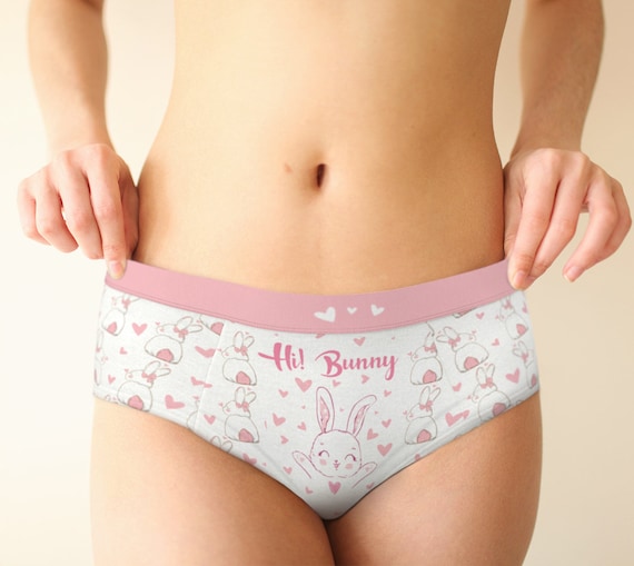Pink Bunny Mid Waist Hipster Panties for Women, Xs-xl/custom Sizes
