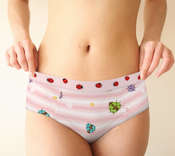 Ladybug Print Hip Hugger Retro Hipster Lingerie Panties, Xs-xl