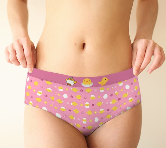 Cute Chicken Pink Mid Waist Hipster Funny Panties, Xs-xl/custom Sizes Womens  Underwear, Kawaii Chicken Lover Lingerie Panties 