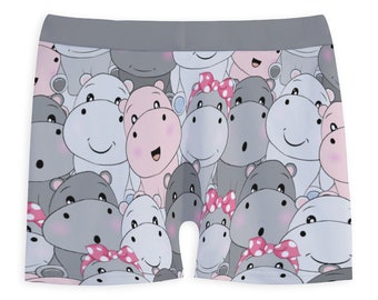 Hippo High Waist Sleep Pajama Graphic Shorts Women, Plus size yoga gym booty shorts for women, Christmas pajama shorts