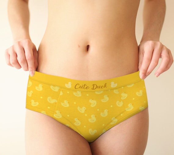 Duck Pattern Hipster Mid Waist Panties for Women, XS-XL/ Custom