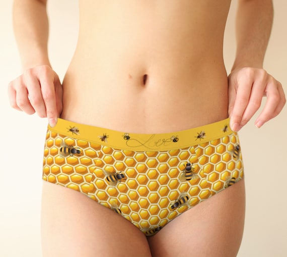 Honey Bee Honeycomb Mid Waist Hipster Panties for Women, Xs-xl/custom Sizes  Womens Underwear, Kawaii Lingerie, Funny Panties 