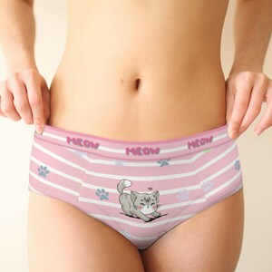 Kawaii Cat Panties: Retro Hipster Underwear, XS-XL