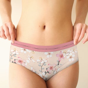 Cute Cotton Panties With Cupcakes and Flowers, Floral Panties