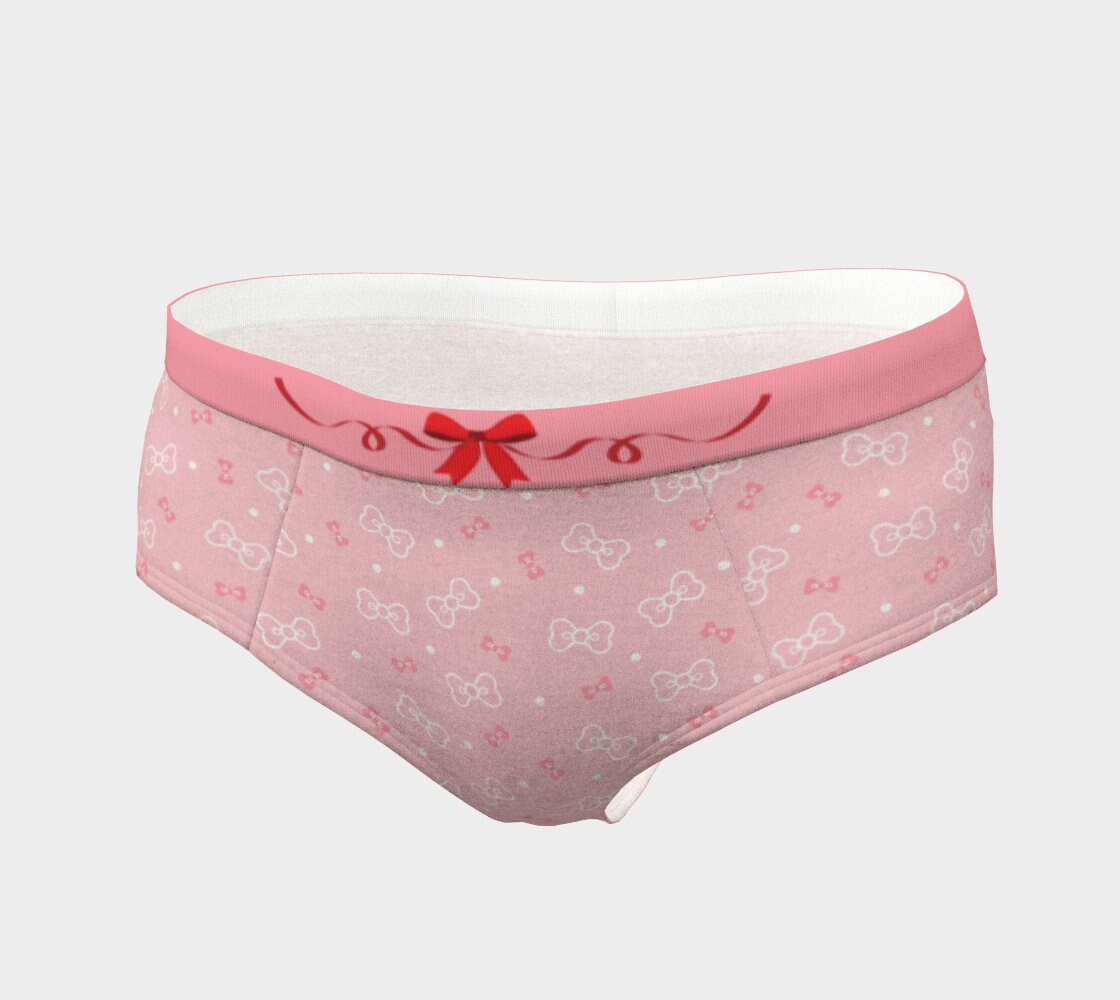 Pink Ribbon pattern mid waist hipster pastel panties Etsy
