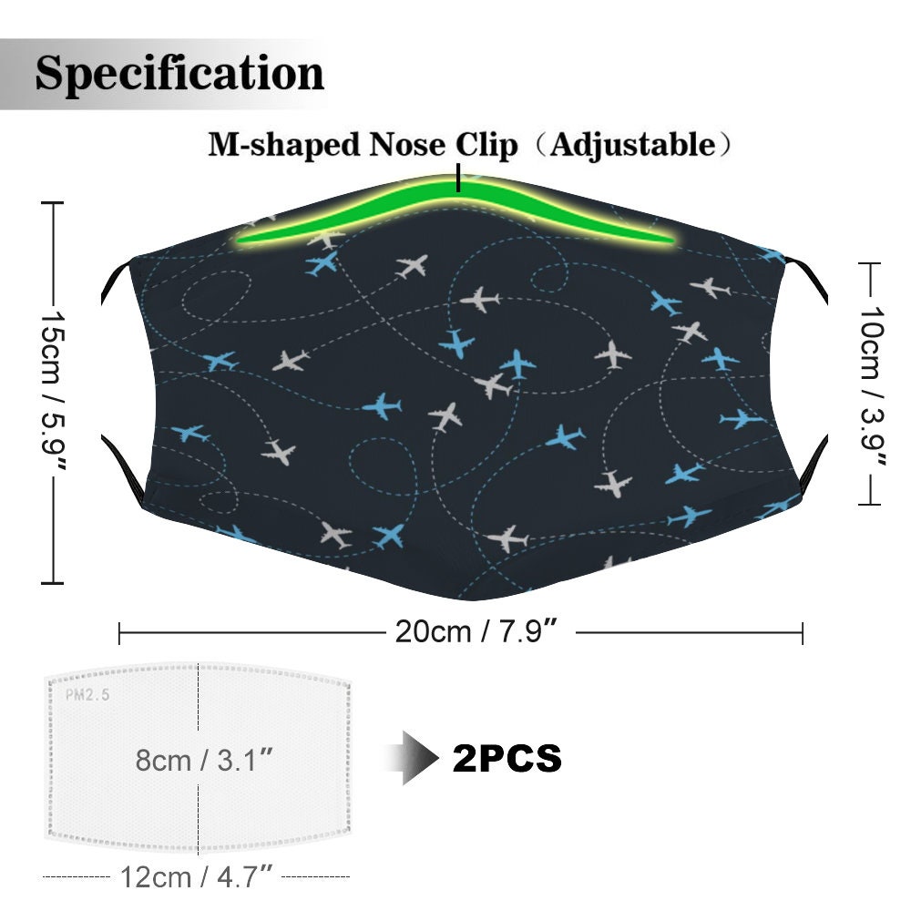 Airplane Face Mask Plane Aeroplane 3 Layer With TWO PM2.5 Etsy