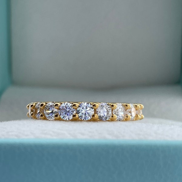 The Scarlett. Yellow Gold Vermeil Full Eternity Band with the finest 3mm simulated diamonds