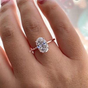 The Brooklyn.  Rose Gold Vermeil, Yellow gold vermeil, Sterling Silver 925 3.5CT or 2.5CT Oval Cut Solitaire Engagement Ring