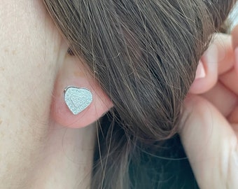 Moissanite. Heart Shaped Moissanite Earrings in sterling silver 925