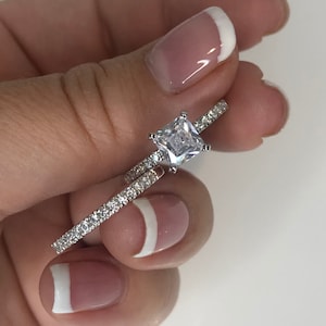Set of 2 Sterling Silver 925 Rings with Man Made Diamonds