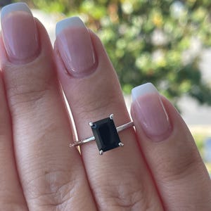 Emerald Cut Black Onyx Ring: Yellow Gold Vermeil Sterling Silver