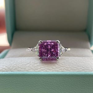 Crushed Ice Amethyst Ring: Simulated Diamond, Sterling Silver Promise Ring
