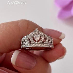 Crown Ring Sterling Silver 925 Queen Crown Ring With  5A CZ Diamonds Gift got her Promise ring
