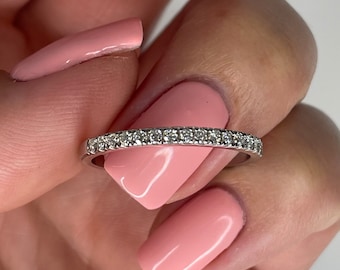 Moissanite 0.48 cttw 2mm sterling silver 925, rose gold, yellow gold vermeil Half Eternity Band with the Finest Moissanite