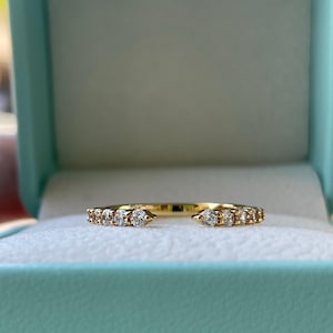 CZ Diamond Open Half Eternity Band: Sterling Silver Stacking Ring