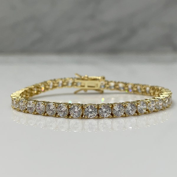 18K Yellow Gold Vermeil Tennis Bracelet With the Finest 5A CZ Diamonds