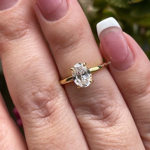 1.5CT oval engagement ring in Yellow Gold Vermeil, gold over sterling silver with 6A CZ simulated diamonds or moissanite, 10K, 14K, 18K gold